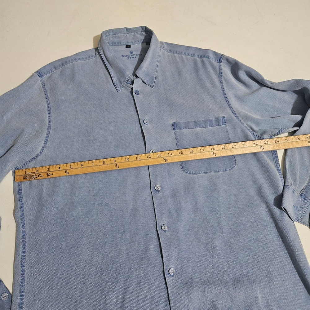 Bugatchi Uomo Mens L Light Blue Textured Long Sleeve Button Down Shirt Pocket - Picture 6 of 6